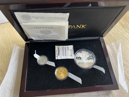 2008 Estonia Republic 90th Anniversary Platinum Gold Silver Set Box