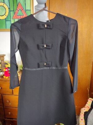Maison Jules Women's Black Fit & Flare Dress Bow Detail Sz XS #994 | eBay