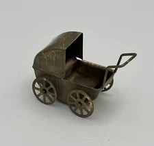 Dollhouse Miniatures Vintage 1:12 Brass Baby Buggy Pram Stroller
