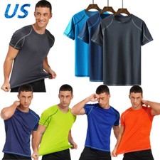 Men  s Quick Dry Short Sleeve Athletic Running Gym T-Shirt Running Sports Tops