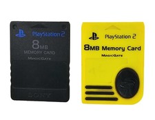 Sony Playstation 2 8mb Memory Cards Magic Gate Black  Yellow Lot of 2