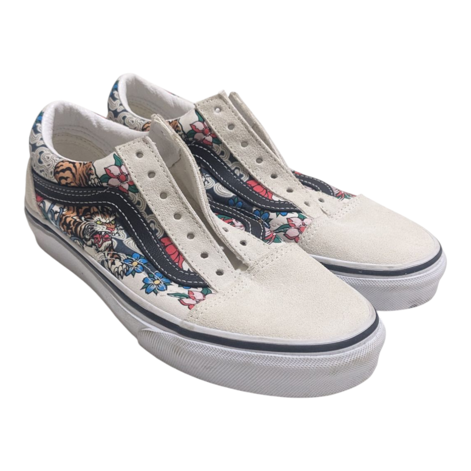 Vans Old Skool Tiger Floral Multi White Sneakers Size M5 W6.5