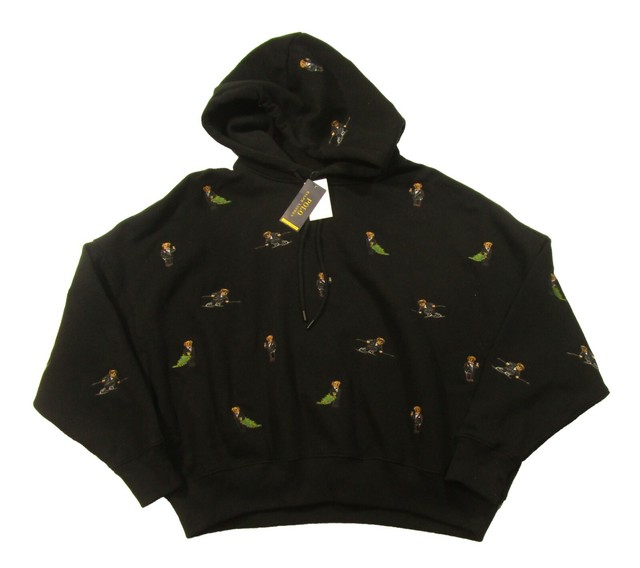 Polo Ralph Lauren Women's Black Multi Polo Bear Graphic Fleece Pullover Hoodie | eBay
