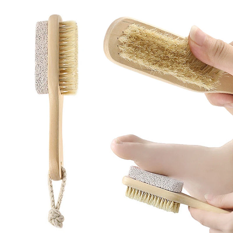 1x Wood Handle Pumice Stone Foot Cleanser Brushs Feet Exfoliating Remove ` * - Image 2 of 4