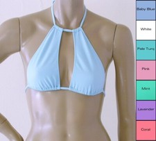 Hi-Neck Halter Bikini Top in White,Pink,Baby Blue,Turquoise,Mint,Lavender,Coral