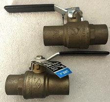 PREMIER 1" Brass Ball Valve, Sweat, Solder Ends FULL PORT 2 Pack  