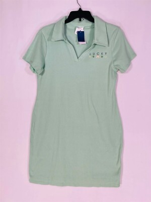 Zoe+Liv Polo Shirt Dress Womens X-Small Rib Short Sleeve Stretch Light  Green | eBay