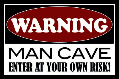 Holzschild 18x12 Warning Man Cave enter at your Wand Deko Bar Kneipe Sammler Ges