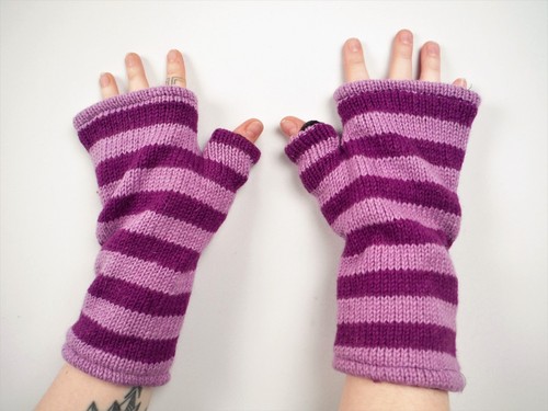 Fleece Lined Knitted Wool Wrist Warmers Unisex Boho Hippie Fingerless Gloves - Picture 106 of 141