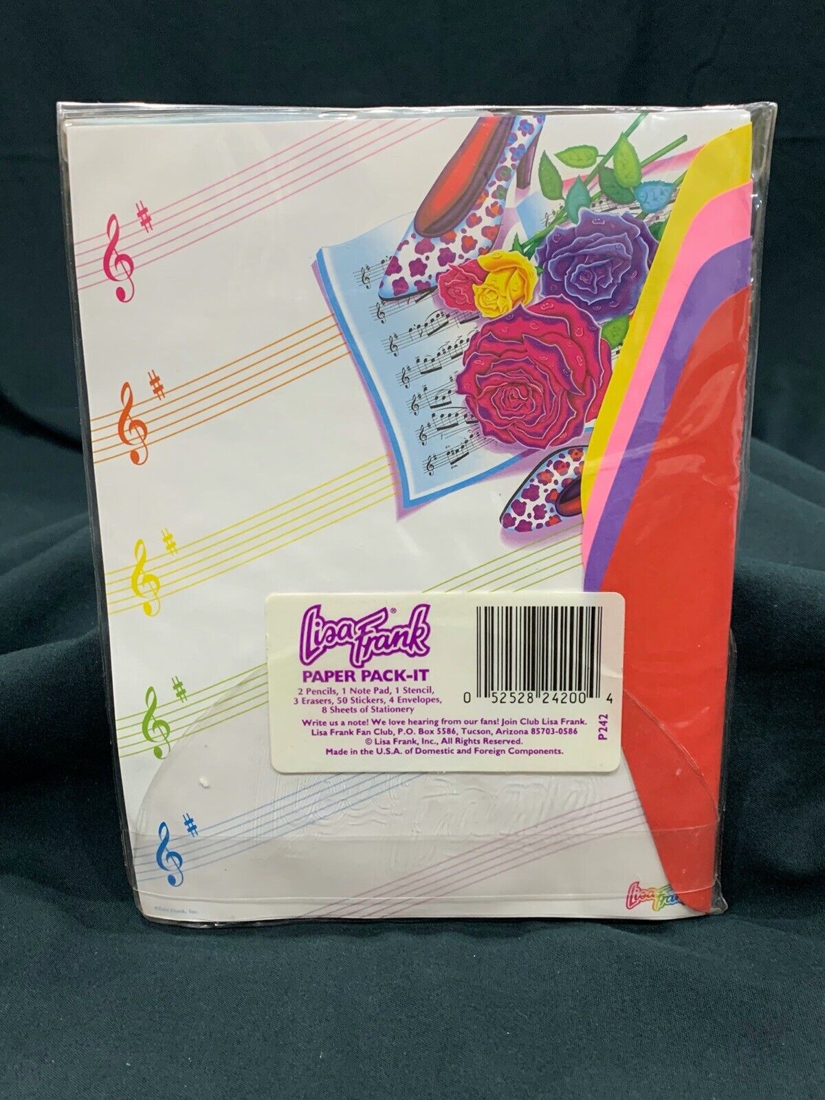 New Vintage Lisa Frank Paper Pack It Set Music Notes Roses Pencil Stickers  +++