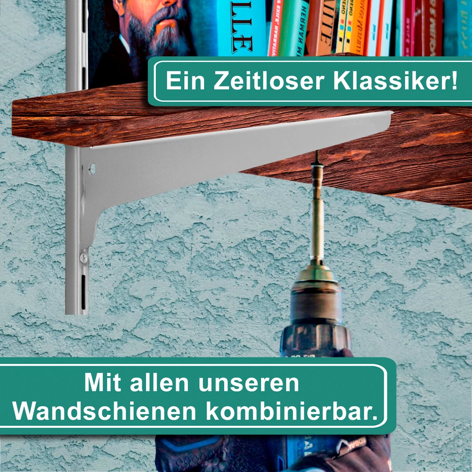 Regalträger und Wandschienen Regalwinkel Regalbodenträger Wandregal Regalsystem - Bild 4 von 4