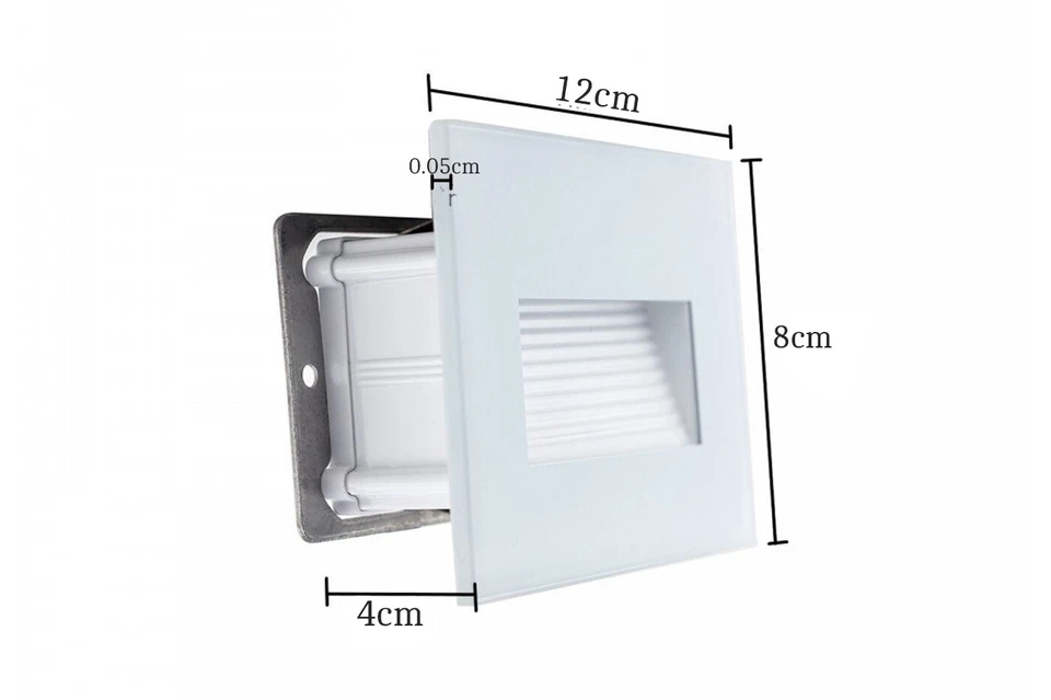 Segnapasso led 4w luce fredda rettangolare bianco cornice vetro faretto interno - Immagine 2 di 4