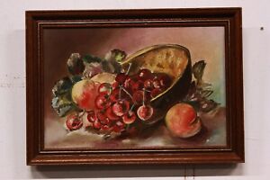 Dipinto Quadro Olio Su Tela Natura Morta Con Cesto Di Frutta Xx Sec Painting Ebay