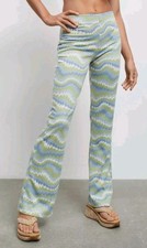 Urban Outfitters Style Retro 70's Wave Patterned Knit Pants Sz S High Rise Flare