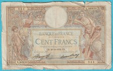 1934 France 100 Francs Banknote – Banque de France – Vintage French Currency