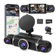 Dash Cam Front Rear Inside 4 Channel 2K 1080Px3 64GB
