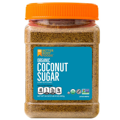 BetterBody Foods Organic Coconut Palm Sugar, 24 Oz New