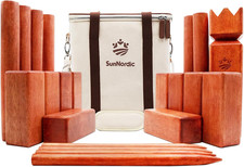 Rubber Wood Kubb Yard Game Set with Carry Bag  Giant Viking Tossing Chess Game,