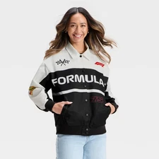 Women's F1 Graphic Jacket - Black/White XL