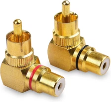 Cable Matters 2-Pack Right Angle RCA Adapter, 90 Degree RCA Adapter
