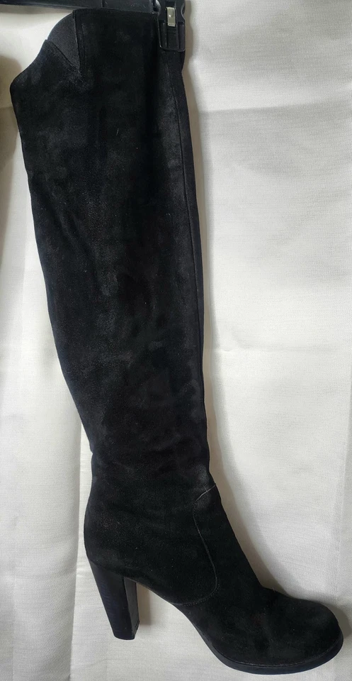 Botas negras de gamuza sintética "Steven" de Steve Madden HIGH HASTA EL MUSLO talla 40 (7-7-1/2?) Foto 3 de 4