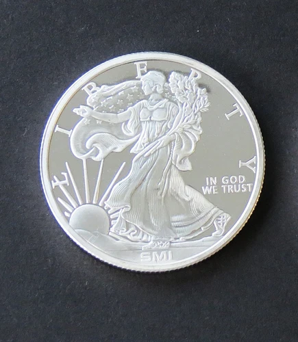 Walking Liberty Eagle 1 Troy Ounce .999 Silver Round. Single Piece.