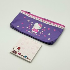 hello kitty sanrio 2006 purple zipper pouch / pencil bag and sticky notes
