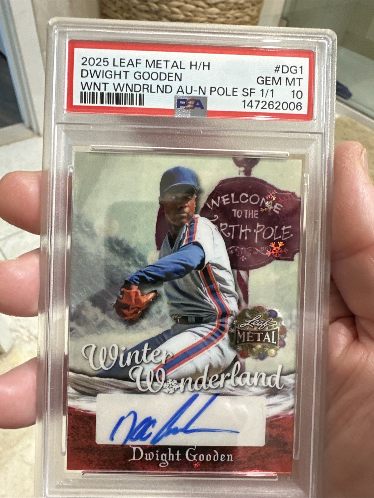 2025 LEAF METAL H/H DWIGHT GOODEN 1/1 WNT WNDRLND AUTO N POLE SF POP 1 PSA 10 view 7