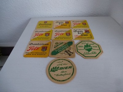 10 Bierdeckel von der Brauerei Bambrinus und Eiche Elite Pils Kiel