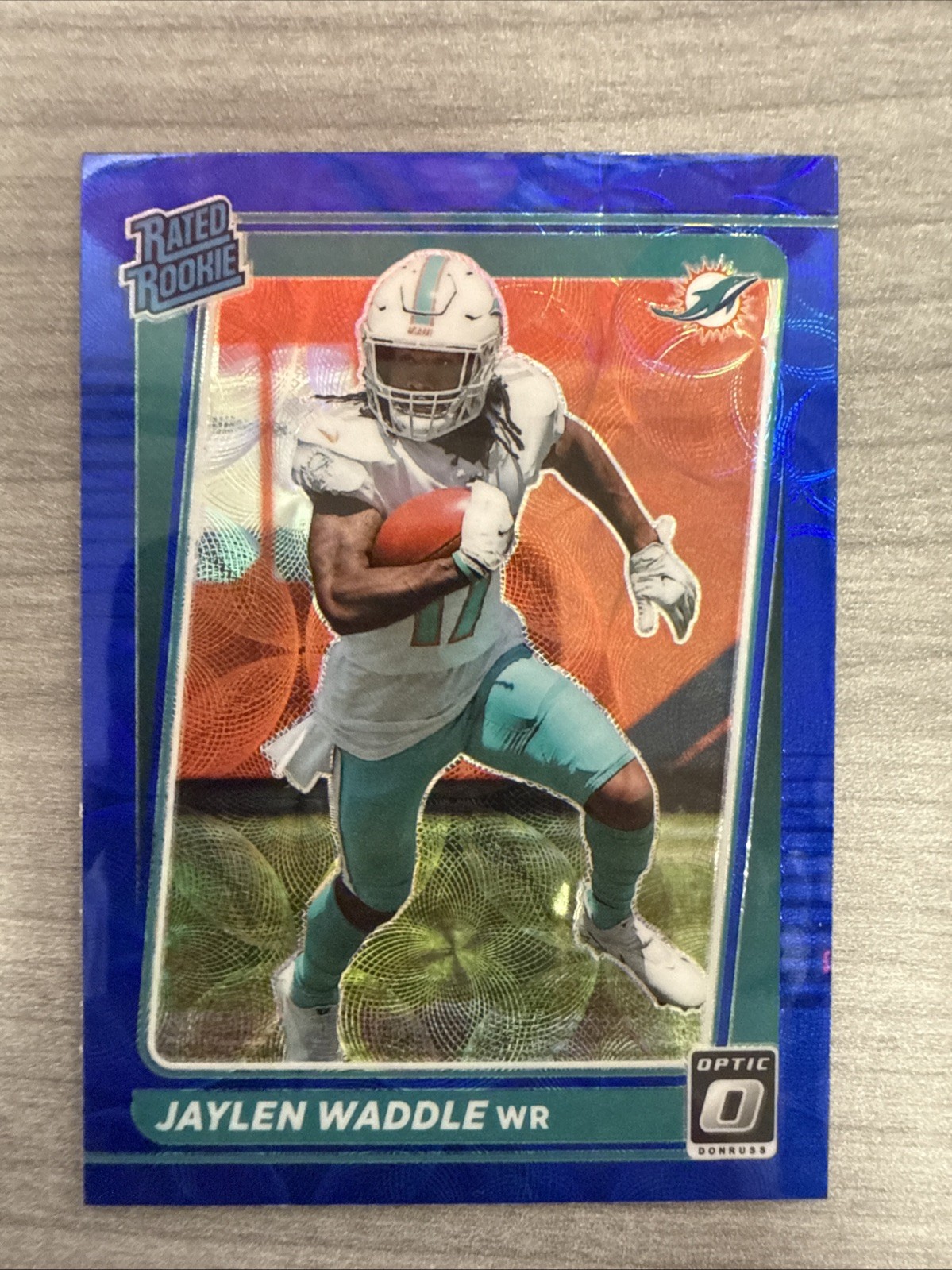 2021 Panini Donruss Optic Jaylen Waddle Rated Rookie Blue Scope Prizm #208