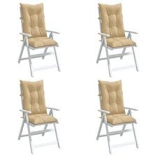Highback Chair Cushion Set of 4 Melange Beige 100% polyester