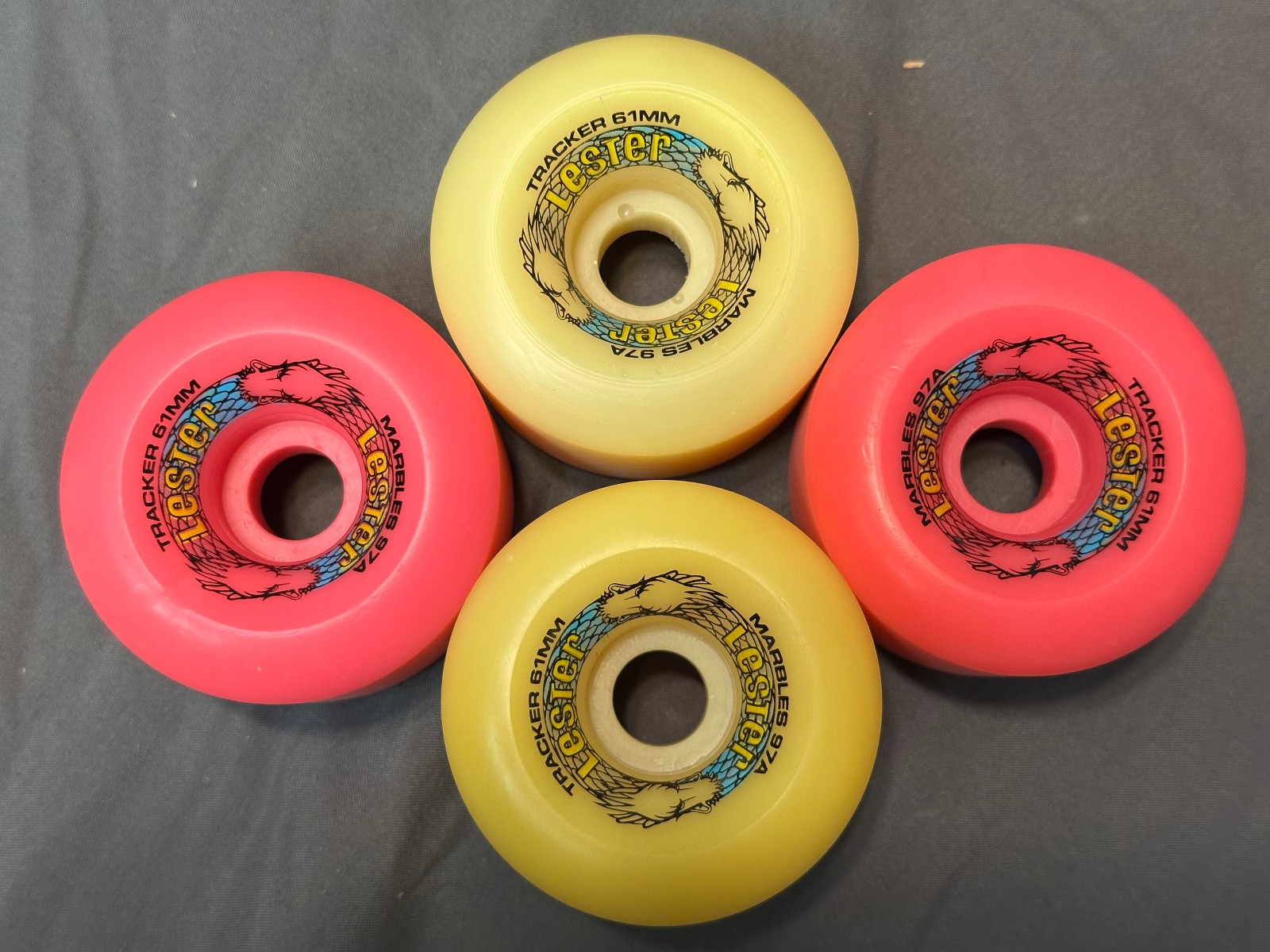 Vintage Tracker Lester Kasai Marbles Split Color 97a 61mm NOS skate alva hosoi