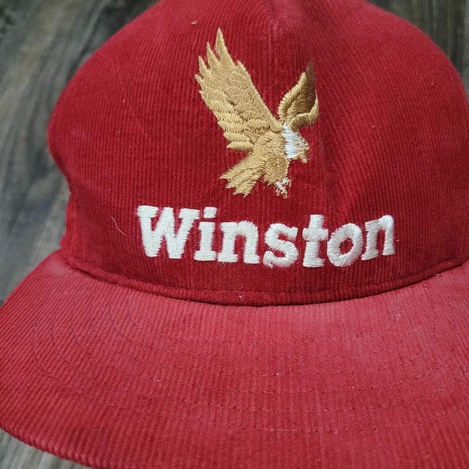 Vtg Winston Cup Racing Cap Eagle Logo Corduroy Hat Nascar Tabacco Trucker - Image 2 of 4