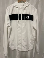 Under Armor Men’s Rain Jacket Windbreaker Medium White And Black
