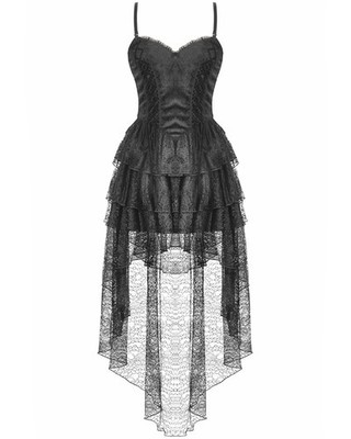 Dark In Love Damen Gothic Lolita Jacquard & Spitze Fischschwanz Ballkleid