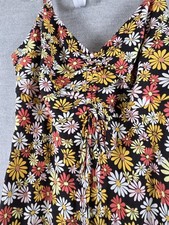 Forever 21 Floral Maxi Sun Dress 0X XL Bold Daisies Boho Festival Whimsigoth