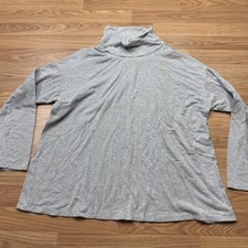 Eileen Fisher Shirt Womens Large Gray Tencel Lyocell Turtleneck Made in USA