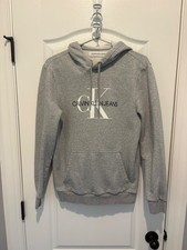Calvin Klein Jeans Hoodie Pullover Logo Size S Gray