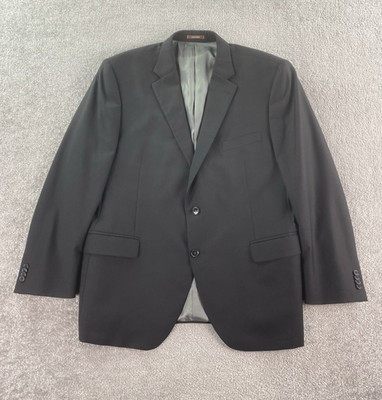 Peter Millar Suit Jacket 46 R Black Wool Luxury Designer Premium Union Sport