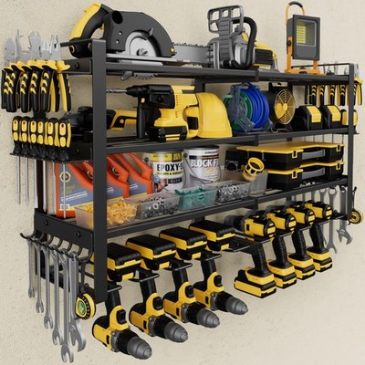 Power Tool Organizer Wall Mount |450lbs Garage Tool Storage Rack with 8 Cordl...