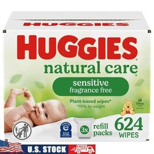 Sensitive Baby Wipes Unscented 624 Count Hypoallergenic pH Balanced Plant Based