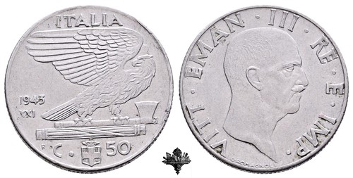 REGNO D'ITALIA 50 centesimi 1943 Impero RARO Vittorio Emanuele III