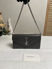 Saint Laurent YSL Envelope WOC Black Caviar Leather Chain Crossbody Wallet