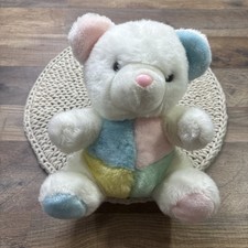 Vintage Soft Classics Teddy Bear Pastel Colorblock Plush Rattle Toys R Us 10  