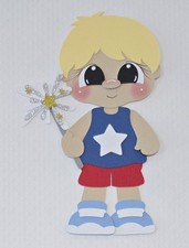 4th of July Sparkler Boy Blonde Hair. Scrapbook, Card making Paper Piecing