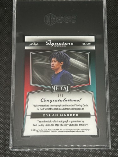 Dylan Harper 2024 Leaf Metal Signature Series Silver Crystal 1/1 Auto Rookie RC - Picture 2 of 2