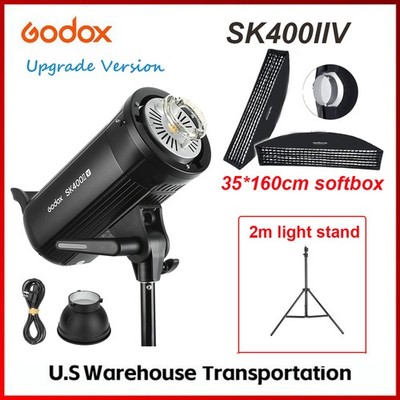US Godox SK400IIV Strobe Studio Flash with 35*160cm softbox+2m light stand KIT