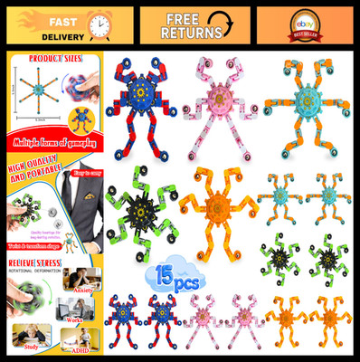 15 Pcs Fidget Spinner Toys - Stress Relief Gyro for Kids & Adults, Party Favors,