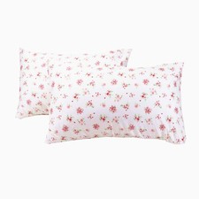 2-Piece Floral White Pillowcase Set 400 Thread Count 100 Cotton, Standard 5