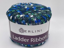 Berlini Ladder Ribbon Yarn 162 Grenada - Blue Green White 50gr 142yds